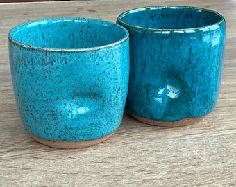 Ceramic Thumbprint Cup (Set of 2) | Stemless Wine Glass