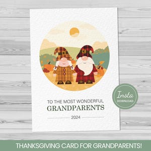 Carte de Thanksgiving pour les grands-parents, porte-cartes d'action de grâces pour grand-mère et grand-père, appréciation des grands-parents, carte de voeux d'automne
