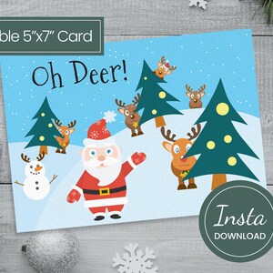 Oh Deer Christmas Card, Funny Christmas Card, Deer Christmas Card, Christmas Card Kids, Christmas Card Download, Christmas Card Silly