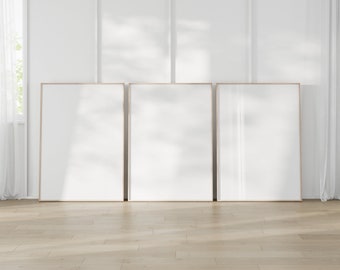 Three Frame Mockup Minimalist Interior Frame Mockup 5x7 Ratio Wood Frame White Wall Beige Vertical Frame Mockup Pink Wall Paneling