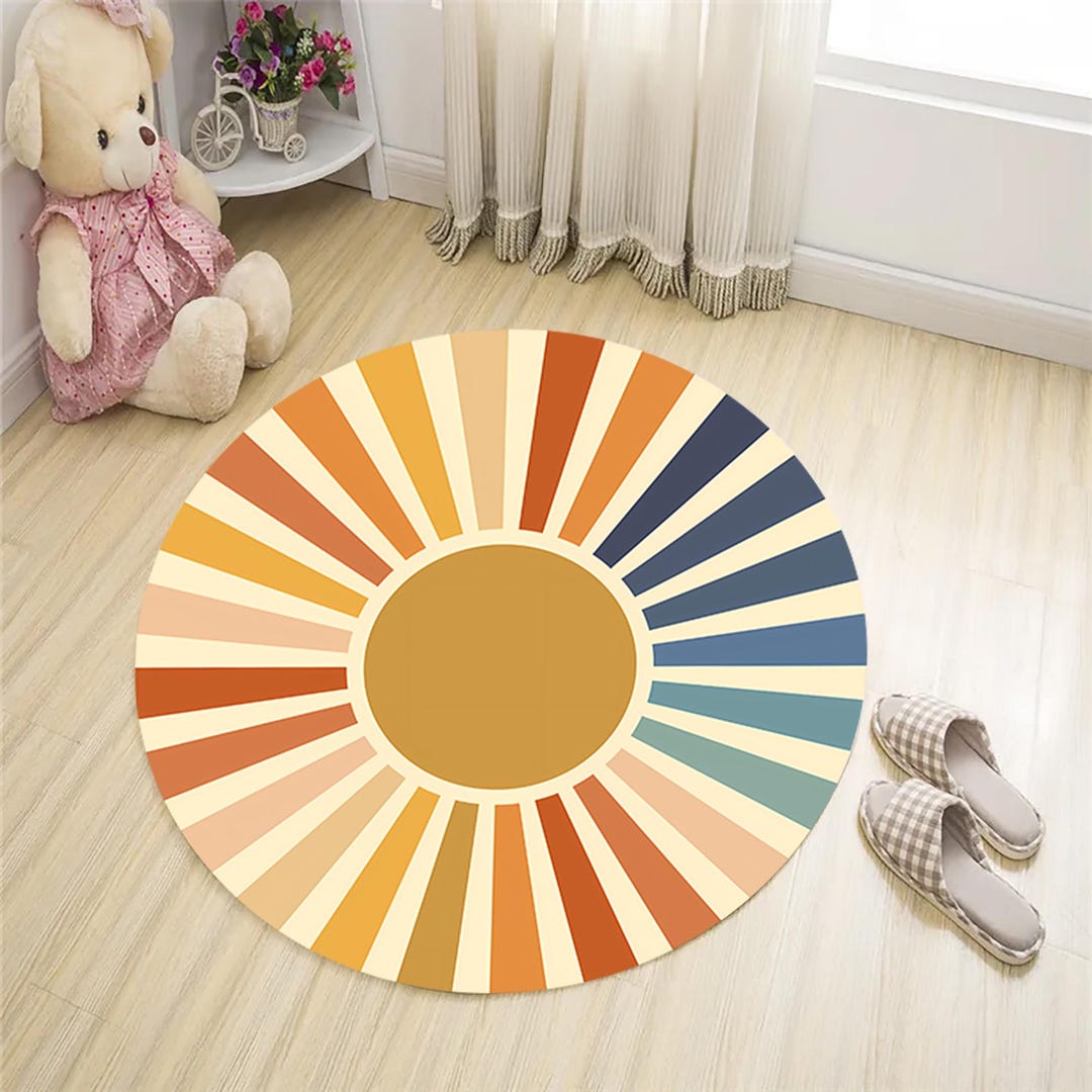 Sunburst Round Rug – Colorful Rays, Bohemian Style - Etsy