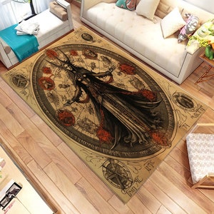 Mythology Witchcraft Rug: Medieval Wizardry, Satanic Decor