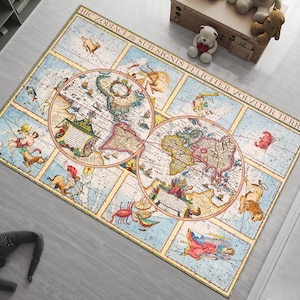 Sternzeichen Karte Teppich, Weltkarte Teppich, Typus Orbis Terrarum Teppich, Karte Teppich, Geographie Dekor, Nova Totius Terrarum Orbis Teppich
