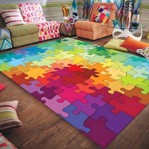 Tapete de Quebra-Cabeça Colorido: Tapete de Atividades Infantil, Decoração para Jardim de Infância imagem 3