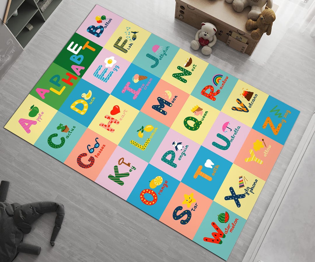Alphabet Mat Rug Alphabet Kids Rug – Educational ABC Playroom Mat - Etsy