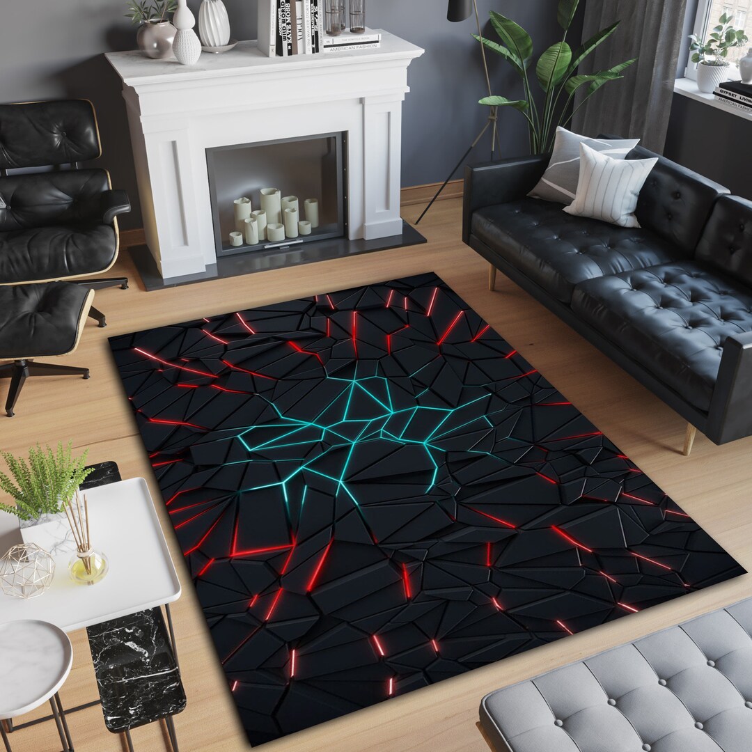 3D Gaming Rug: Neon Gamer Room Decor, Abstract Design - Etsy