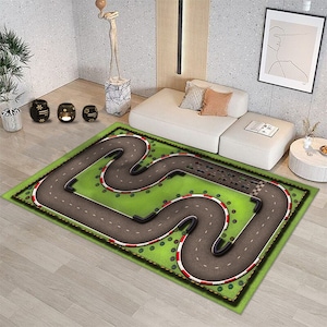Racing Car Rug, Race Track Rug, Speedway Rug, Kids Room Decor, Custom Rug, Popular Rug, Cheap Rug, Living Room, Personalized Gift, Gift For