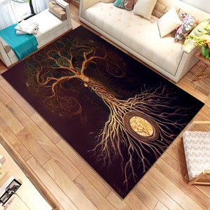 Yggdrasil Tree of Life Rug: Custom Cotton Office Decor