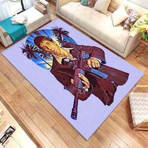 Scarface Rug, Tony Montana Rug, Mafia Rug, Gangster Rug, Lilac Rug,Office Rug,Custom Rug,Popular Rug,Cheap Rug,Living Room,Personalized Gift