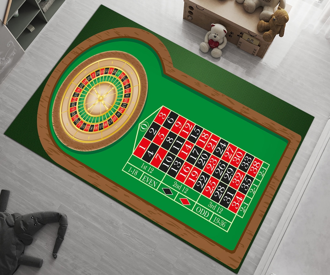 Roulette Casino Rug, Roulette Themed Rug, Poker Design Rug, Game Table