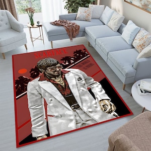 Scarface Rug, Tony Montana Rug, Mafia Rug, Gangster Rug, Lilac Rug,Office Rug,Custom Rug,Popular Rug,Cheap Rug,Living Room,Personalized Gift