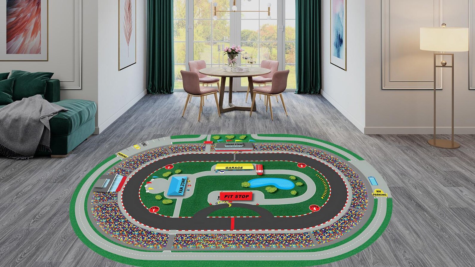 Seamless Racetrack Rug Oval Race Track Rug: Kids Room Decor, Speedway Design - Etsy