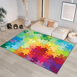 Colorful Puzzle Rug: Kids Play Mat, Kindergarten Decor