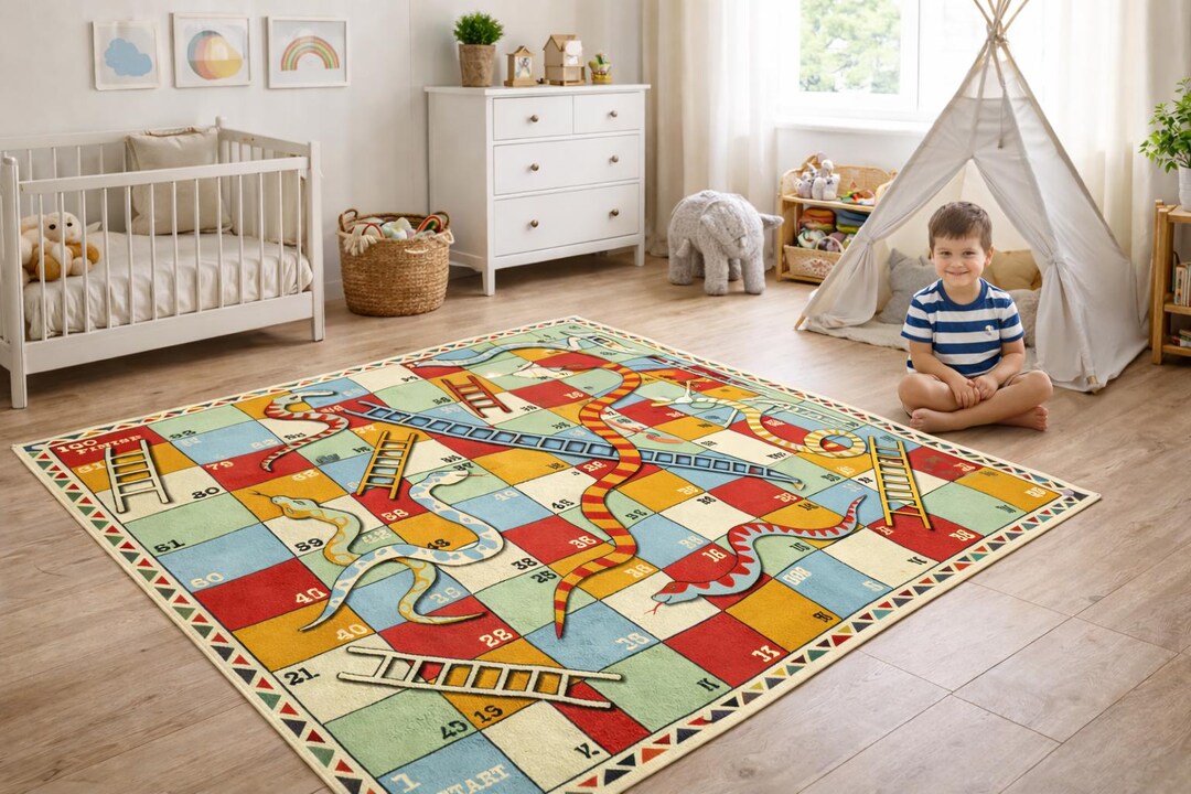 Snake Ladder Rug Snakes and Ladders Rug: Kids Play Mat, Custom Nursery Decor - Etsy
