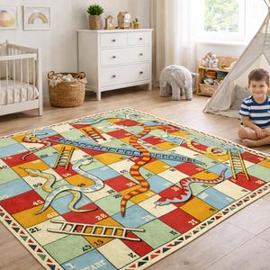 Snakes and Ladders Rug: Kids Play Mat, Custom Nursery Decor