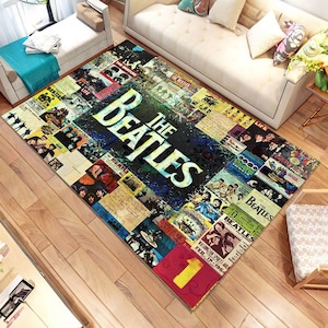 The Beatles Rug: Rock Music Collage, Living Room Decor