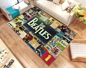 The Beatles Rug: Rock Music Collage, Living Room Decor