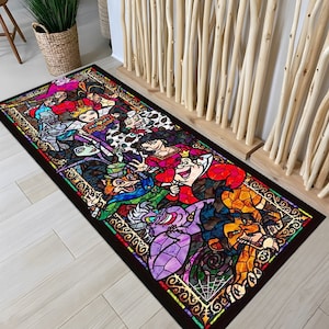 Villains Mosaic Rug: Halloween Tattoo Design, Living Room Decor