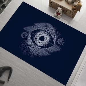 Hugin Munin Rug, Norse Mythology Rug, Odin&#39;s Ravens, Viking Themed, Custom Rug, Popular Rug, Cheap Rug, Living Room,Personalized Gift, Gift