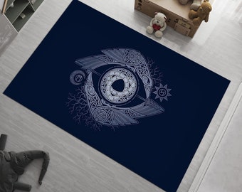 Hugin Munin Rug: Norse Viking Ravens, Custom Mythology Decor