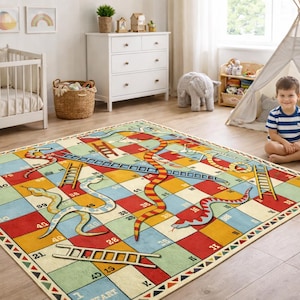 Slangen en Ladders-kleed: speelmat voor kinderen, op maat gemaakte decoratie voor de kinderkamer