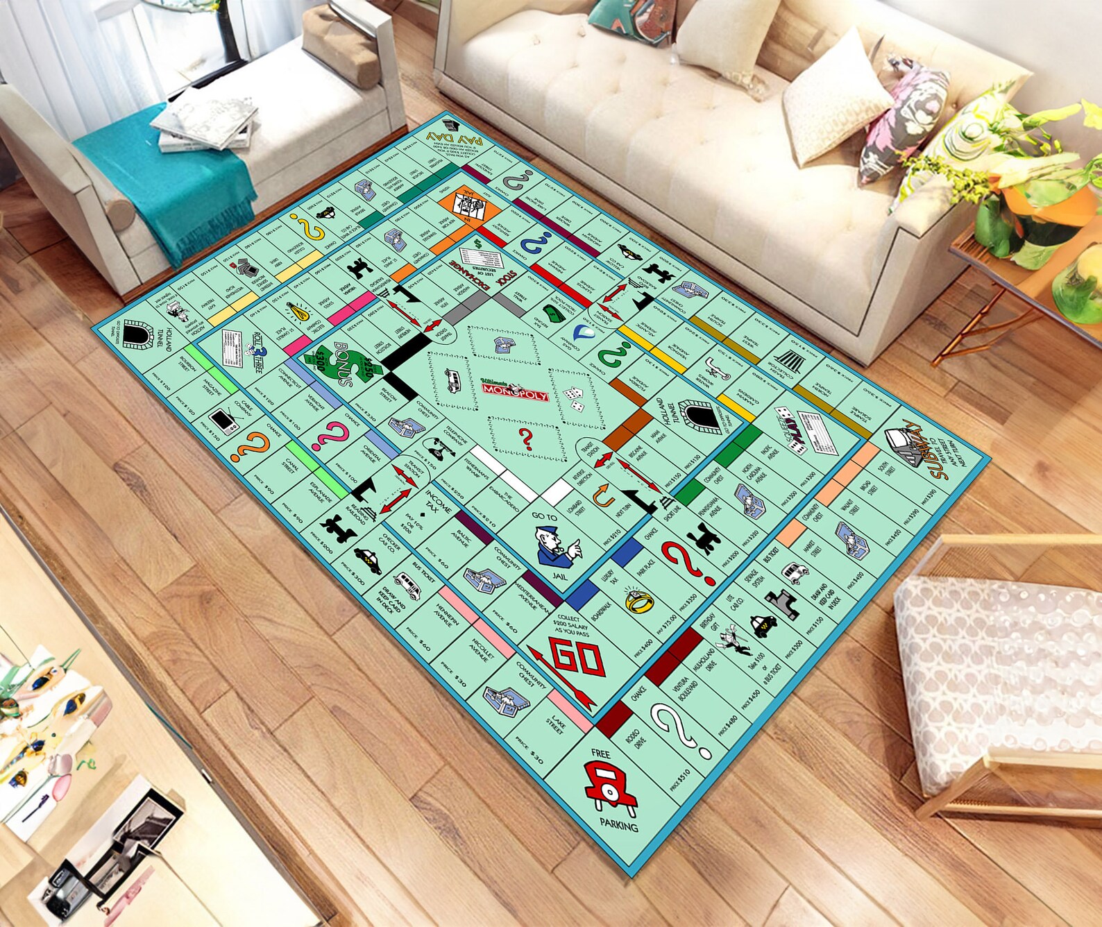 Monopaly Rug Monopoly Game Rug: Kids Play Mat, Custom Room Decor - Etsy