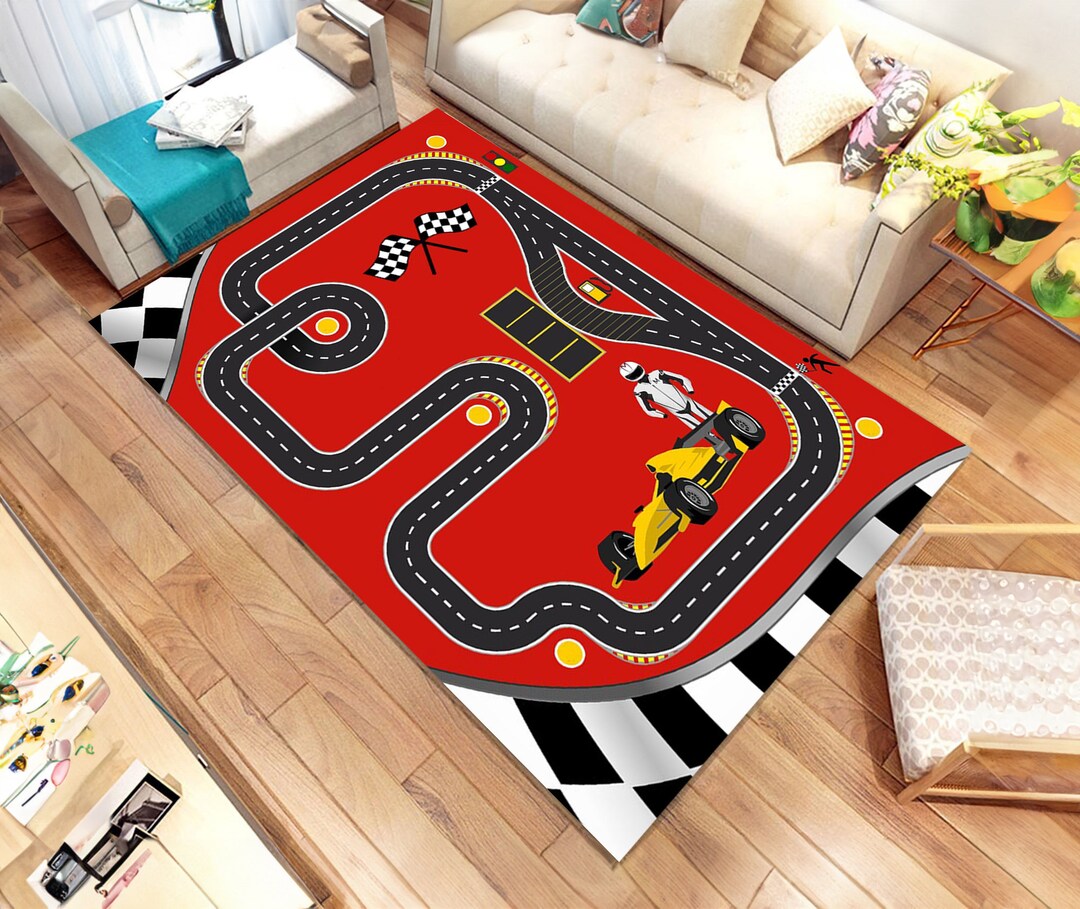 Seamless Racetrack Rug Race Track Rug: Kids Room Decor, Personalized Racing Car Gift - Etsy