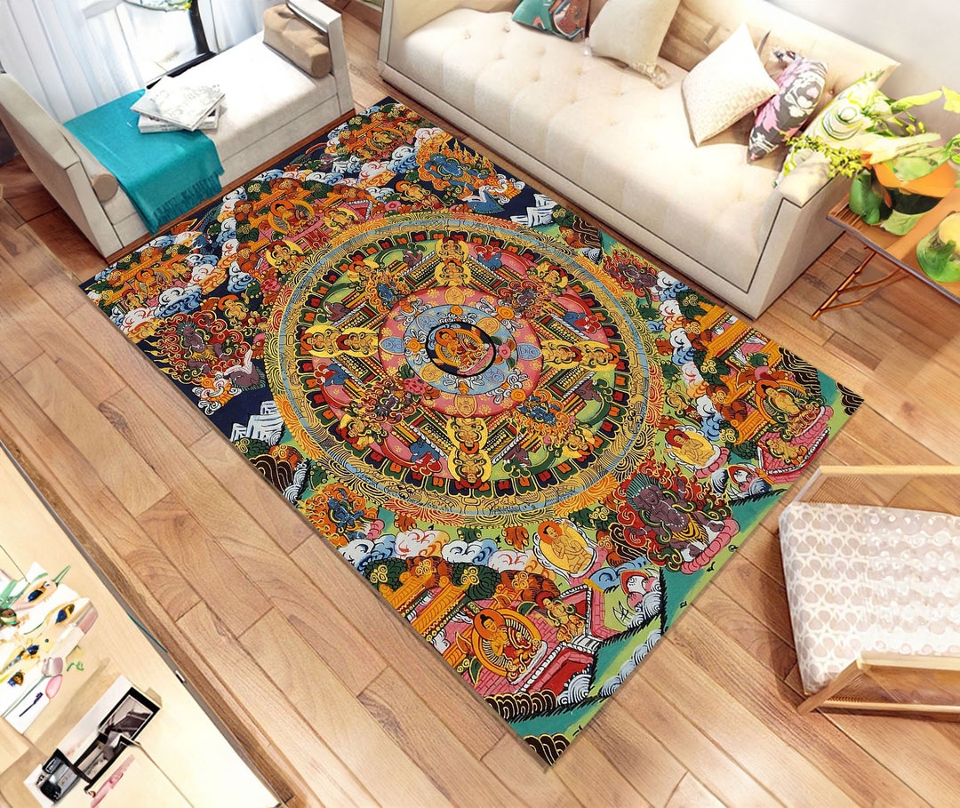 Life Wheel of Buddha Rug, Samsara Trap Rug, Buddhism Rug, Cheap Rug ...