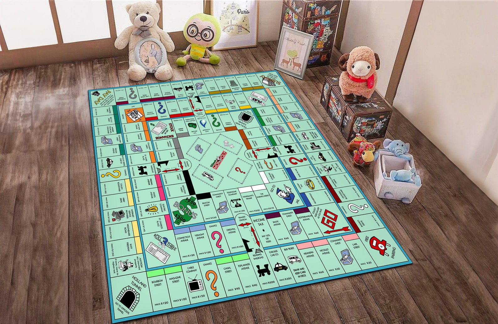 Monopaly Rug Monopoly Game Rug: Kids Play Mat, Custom Room Decor - Etsy