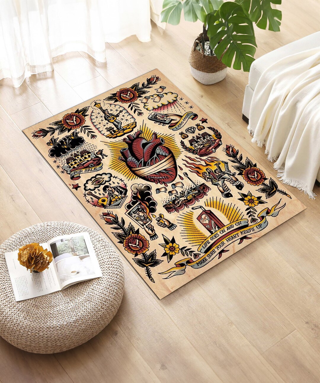Tatto Rug American Traditional Tattoo Rug: Old School Heart Design - Etsy
