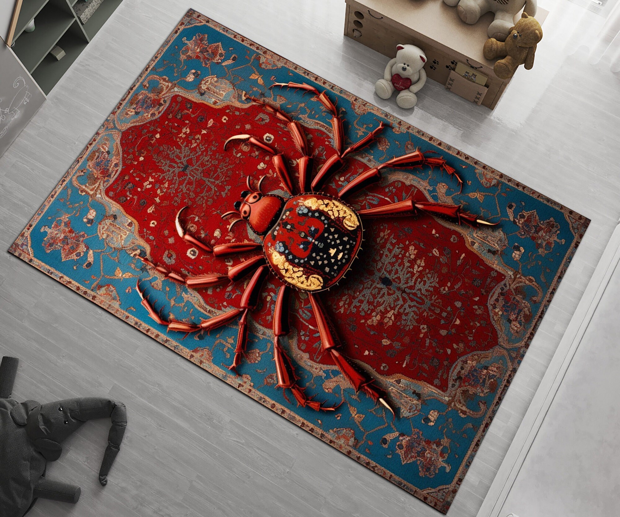 3D Spider Persian Style Rug: Traditional Motifs, Custom Size