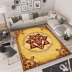 Satanic Baphomet Rug: Occult Symbol Room Decor