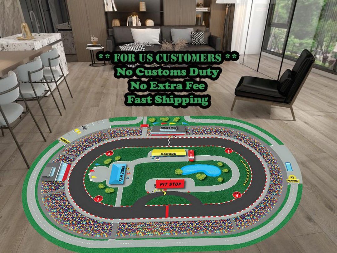 Seamless Racetrack Rug Oval Race Track Rug: Kids Room Decor, Speedway Design - Etsy