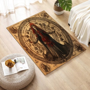 Mythology Witch Rug: Medieval Wizardry Art