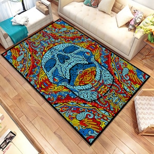 Sugar Skull Rug: Colorful Psychedelic Calavera Decor
