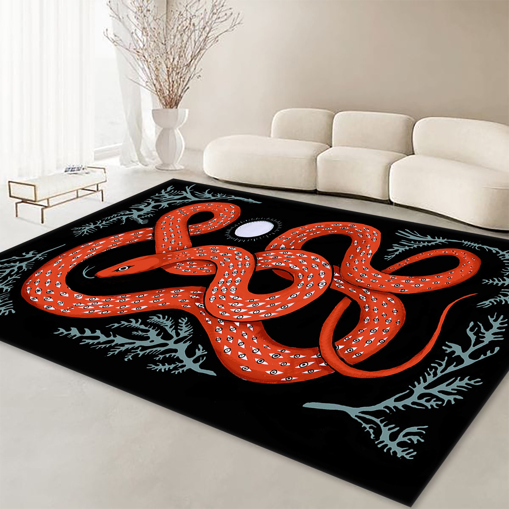Snake Pattern Rug: Animal Print Fashion Rug - Etsy