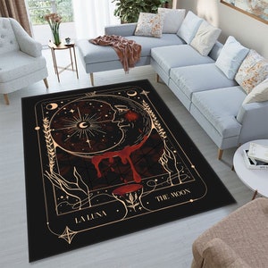 Tarot-Karte, Tarot-Mond-Thema, Blutmond, Zauberer, Teppich, Wohnzimmer, Wohnzimmer, personalisiertes Geschenk, Geschenk Für