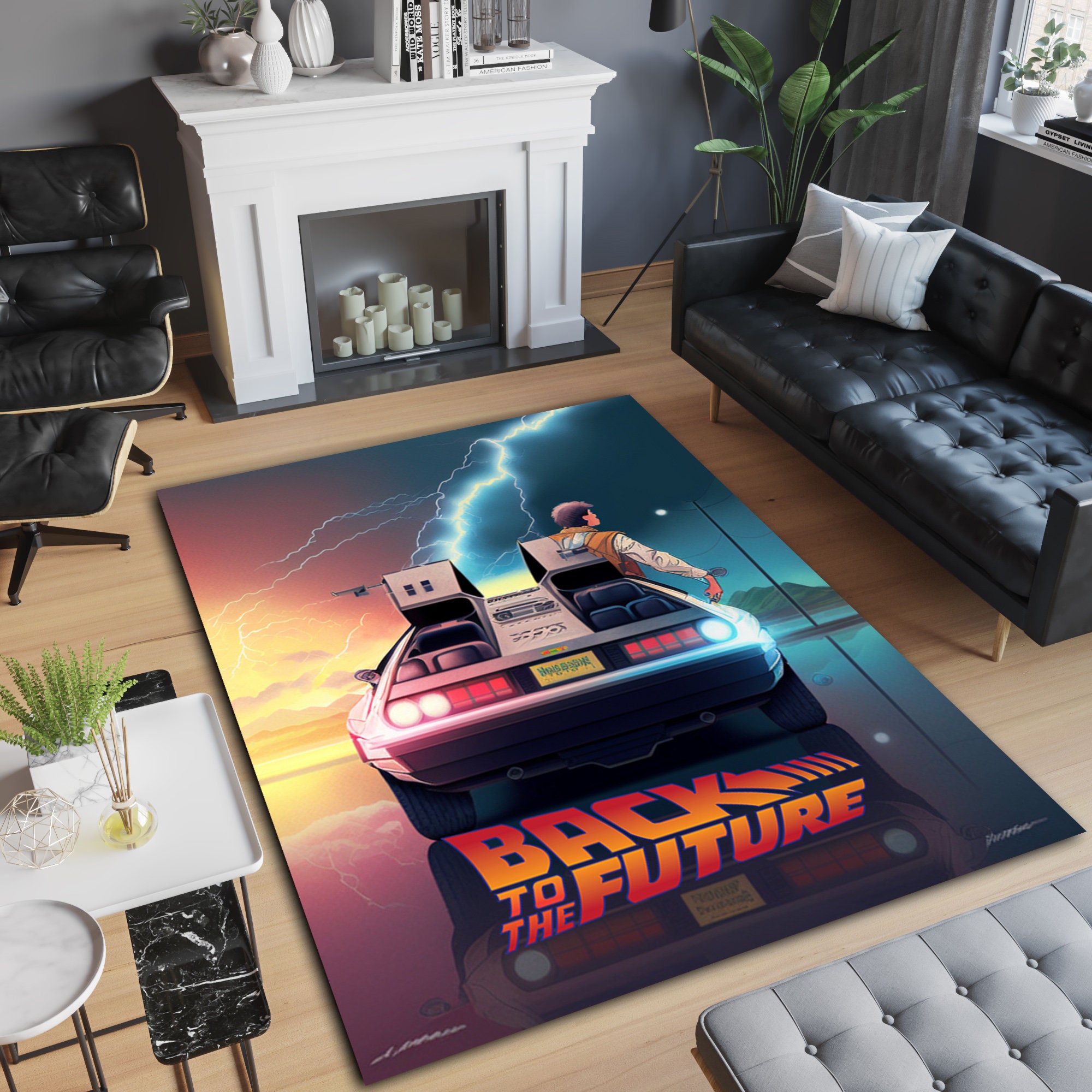 バック・トゥ・ザ・フューチャーラグ：映画ルームのインテリア - Etsy 日本