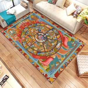 Life Wheel Rug, Samsara Trap Rug, Fashion Gift, Home Decoration,Cheap Rug,Pattern Rug,Fashion Rug,Custom Rug, Living Room, Personalized Gift