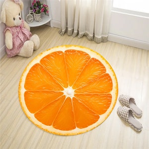 Orange Slice Round Rug: Non-Slip Kitchen Mat