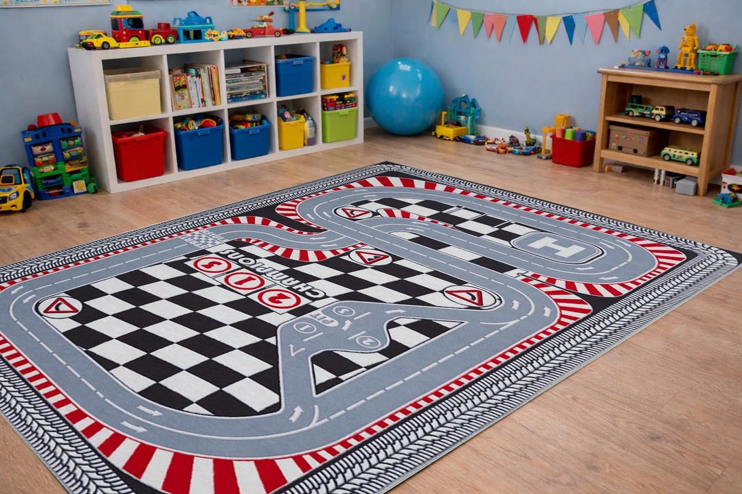 Race Track Rug: Kids Room Decor, Personalized Racing Car Gift - Etsy