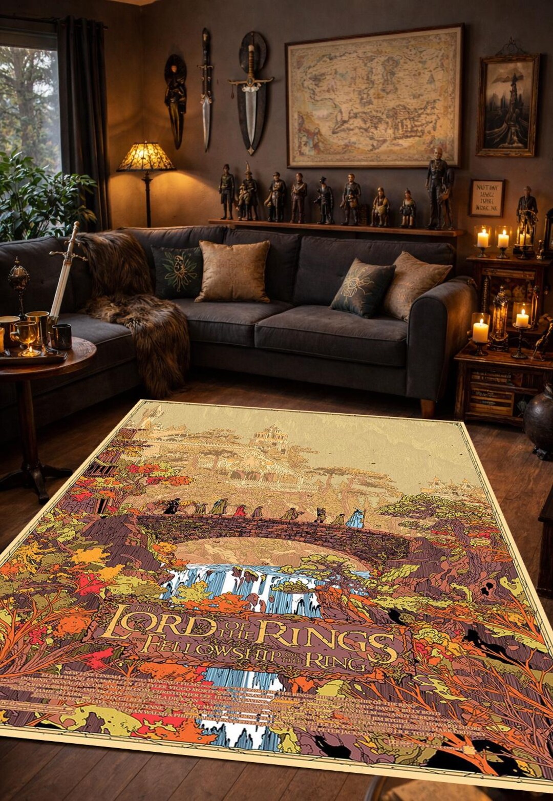 Lord of the Rings Rug: Movie Room Decor, Non-slip Cotton Base - Etsy