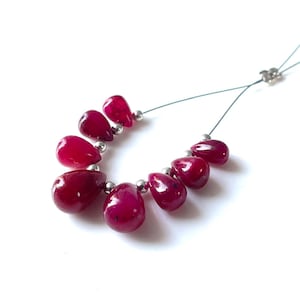 8 PCS AAA+Ruby Smooth Tear Drop Beads, 7/10 MM-Mozambique Ruby Beads, Red Ruby Drops, Ruby Beaded Beads, Get 75%Off Jewelry Supplies Sale.