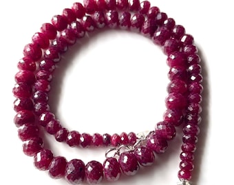 Collana di perle sfaccettate di rubino naturale AAA+++, 6-9 mm, perle sfaccettate di rubino rosso sangue di piccione, collana di perle di perline, gioielli di rubino