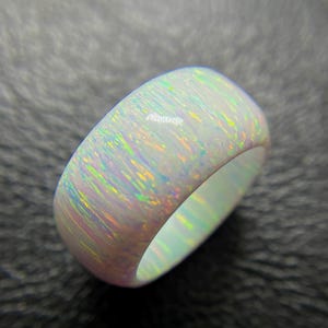 10 MM-AAA++White Opal Ring, Handmade Solid Bello Opal Band, ( Exclusive Item), Gift Idea, Wedding Ring, Engagement Ring, Promise Ring