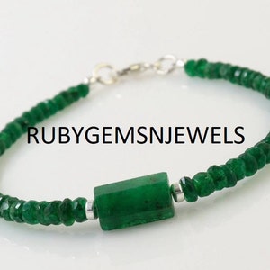 AAA+ Natürliches Smaragd Facettiertes Perlen Armband, Sambisches Smaragd Armband, Smaragd Perlen Armband, Mai Geburtsstein Armband, Geschenk für Sie