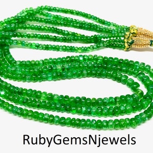 Zambian Emerald Smooth Beads, AAA+ Emerald Beaded Beads Necklace, Rondelle Emerald Beads, Green Emerald Beads, May Birthstone, Gift For Her