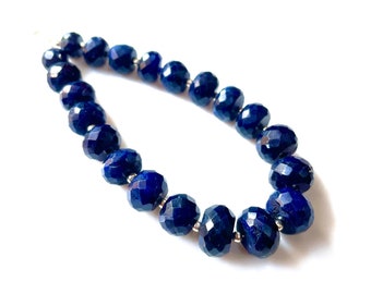 20 Pcs AAA+Natural Blue Sapphire Rondelle Faceted Beads, 7-9 MM, Blue Sapphire Beads, Sapphire Loose Beads, Blue Sapphire Rondelle,