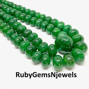 Natural Zambian Emerald Smooth Beads Necklace, Natural Emerald Gemstone 8-14 MM Beads, Emerald Beaded Beads, May Birthstone, Gift For Her