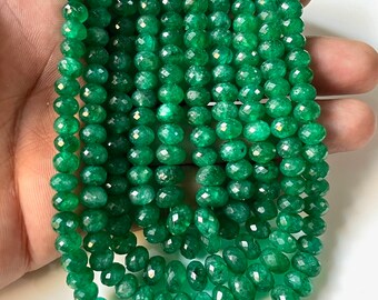 TOP Qualität sambische Smaragd Facettierte Perlen, 6-10 MM, Natürliche Smaragd Rondell Perlen Halskette, Grüne Smaragd Perlen Perlen, Mai Birthstone Geschenk